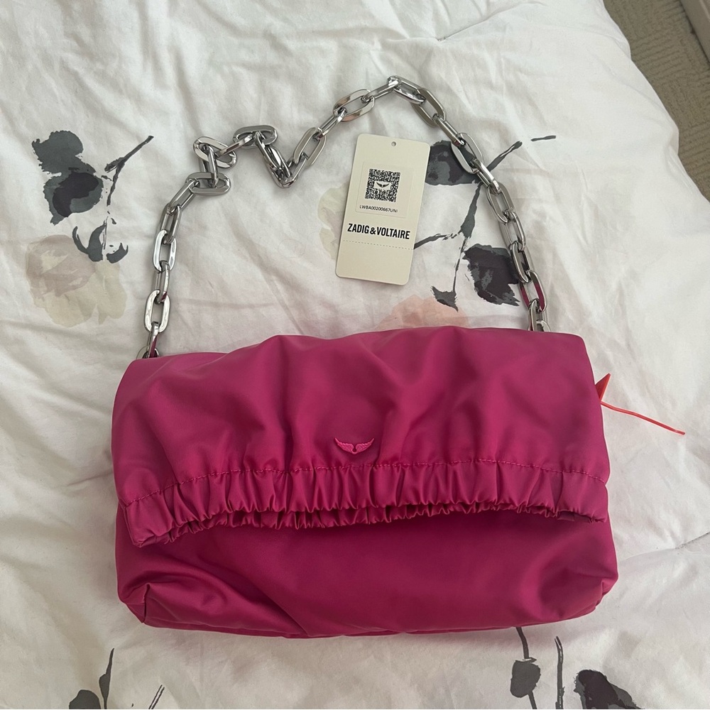 BNWT Zadig & Voltaire Rockyssime Shoulder Bag with Silver Chain